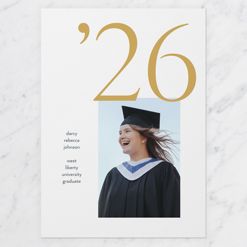 Immense Year Graduation Announcement, White, 5x7 Flat, 100% Recycled Cardstock , Square, White