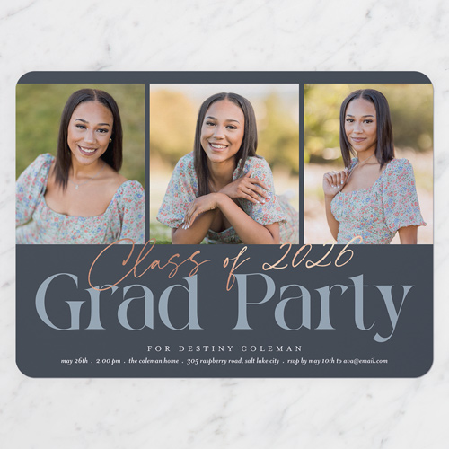 Top Class Graduation Invitation, Gray, 6x8 Flat, 100% Recycled Cardstock , Rounded, Gray
