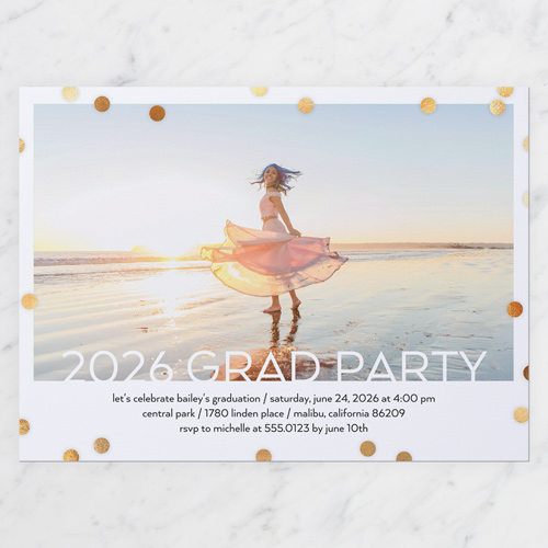 Bokeh Rain Graduation Invitation, White, 6x8 Flat, Write Your Own, Signature Smooth Cardstock, Square, White