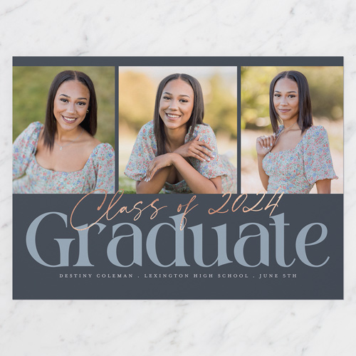 Top Class Graduation Announcement, Square Corners, -Gray-6x8 Flat Card-2024