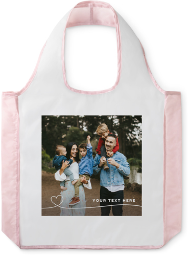 Line Art Heart Reusable Shopping Bag, Blush, White
