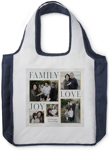 Rustic Family Sentiments Reusable Shopping Bag, True Blue, Beige