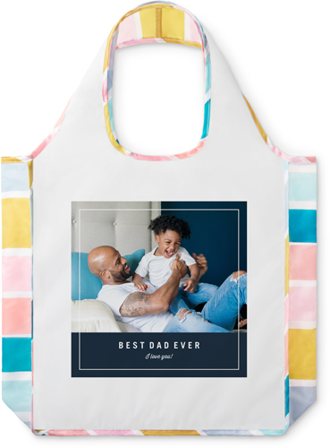 Classic Dad Frame Reusable Shopping Bag, Stripe, Black, silhouette