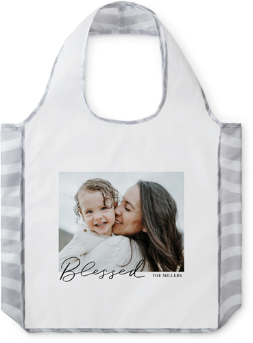 Blessed Calligraphy Reusable Shopping Bag, Arches, Black