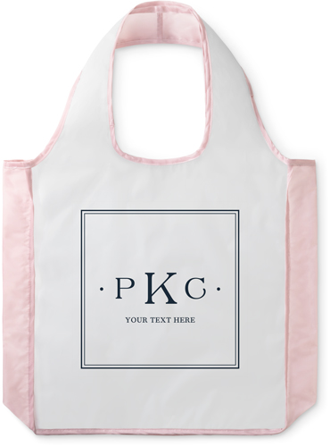Classic Trio Monogram Reusable Shopping Bag, Blush, White, white