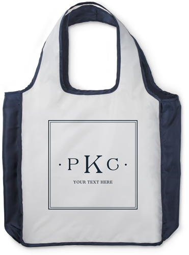 Classic Trio Monogram Reusable Shopping Bag, True Blue, White