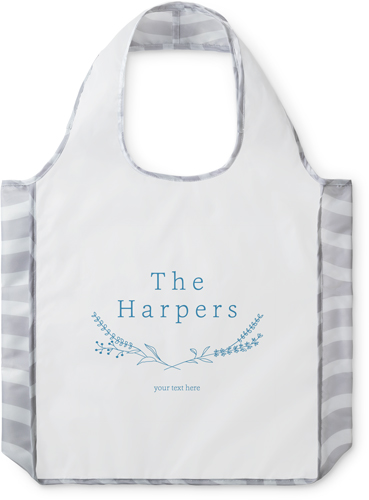 Delicate Floral Name Reusable Shopping Bag, Arches, Blue