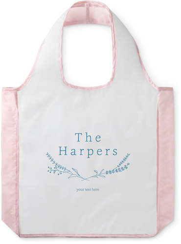 Delicate Floral Name Reusable Shopping Bag, Blush, Blue, cornflower