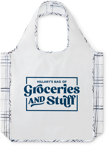 Groceries N Stuff Reusable Shopping Bag, Plaid, Blue