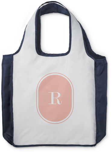 Oval Monogram Reusable Shopping Bag, True Blue, Pink