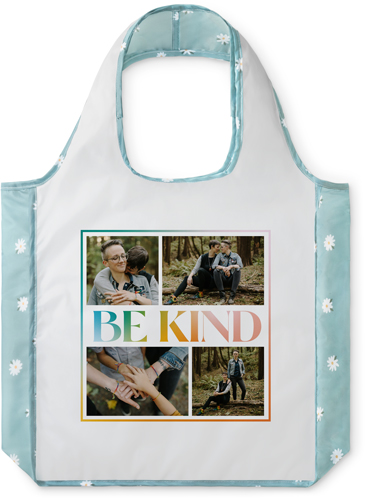 Rainbow Frame Be Kind Reusable Shopping Bag, Floral, White