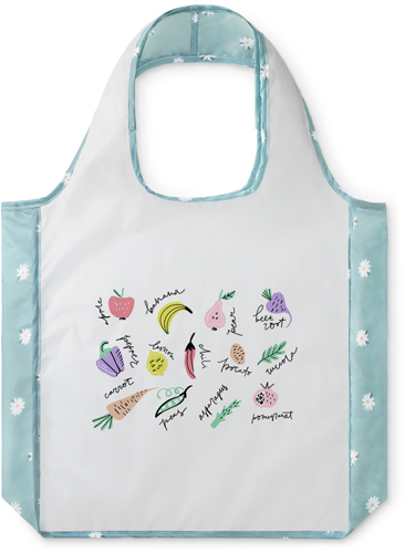 Produce Doodles Reusable Shopping Bag, Floral, Multicolor