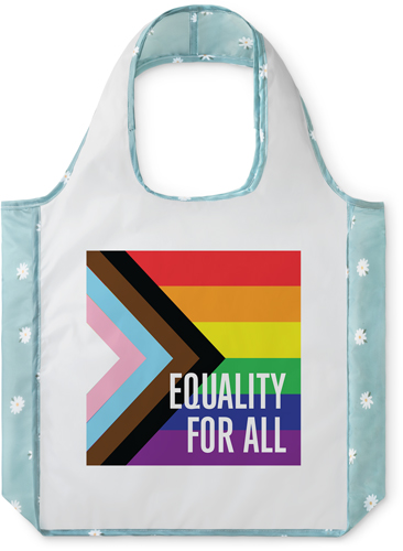 Progress Pride Flag Reusable Shopping Bag, Floral, Multicolor