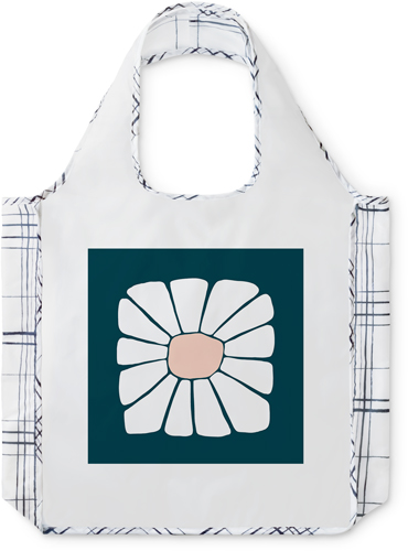 Graphic Floral Reusable Shopping Bag, Plaid, Multicolor