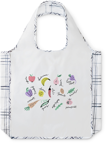 Produce Doodles Reusable Shopping Bag, Plaid, Multicolor
