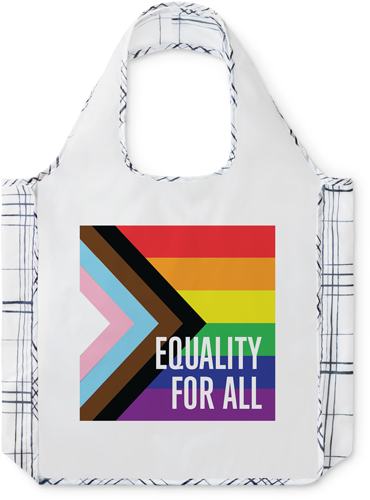 Progress Pride Flag Reusable Shopping Bag, Plaid, Multicolor