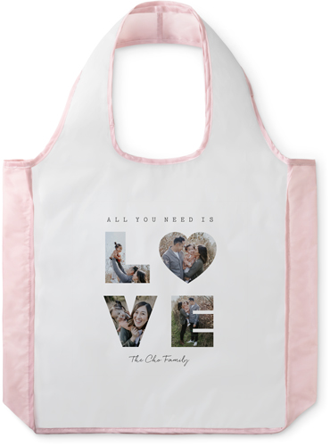 Love Reusable Shopping Bag, Blush, White