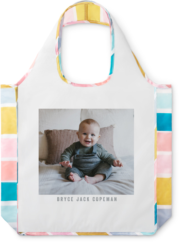 Photo Gallery True Blue Reusable Shopping Bag, Stripe, Multicolor