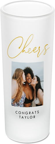 Scripted Cheers and Fun Shot Glass, Yellow