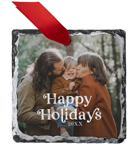 Contemporary Greetings Slate Ornament, Gray, Square Ornament