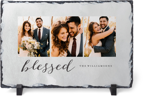 Blessed Scripted Slate Plaque, 7.5x11.5, Gray