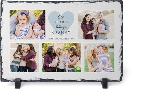 Our Hearts Slate Plaque, 7.5x11.5, Blue, celeste