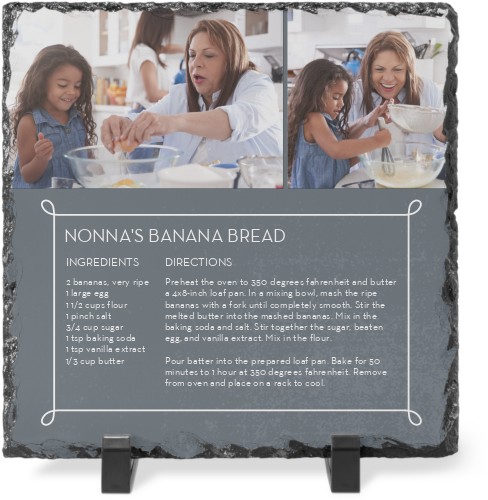 Classic Recipe Border Slate Plaque, 8x8, Black, silhouette