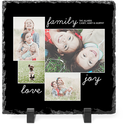 New Family Sentiment Slate Plaque, 8x8, Black