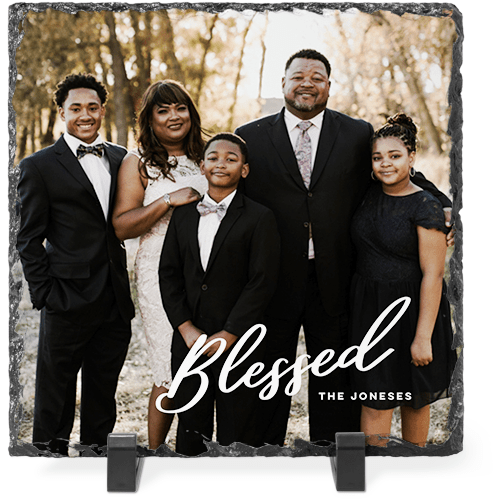Blessed Letters Slate Plaque, 8x8, White