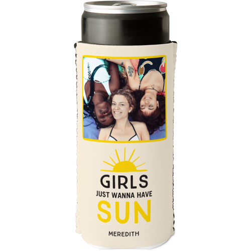 Wanna Have Sun Slim Can Cooler, Slim Can Cooler, Beige