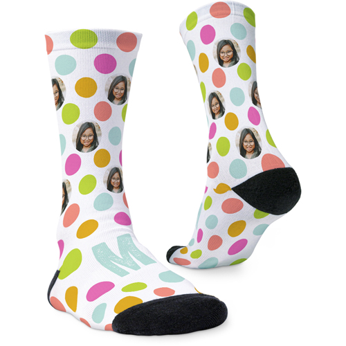 Floating Dots and Faces Custom Socks, Blue
