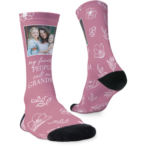 Floral Favorite Custom Socks, Pink