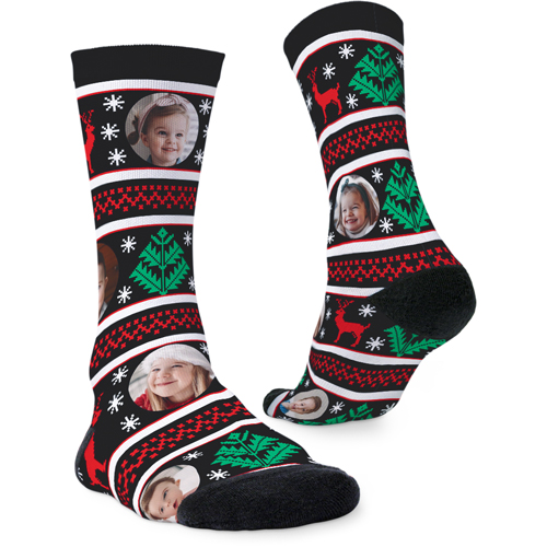 Holiday Sweater Socks Custom Socks, Black