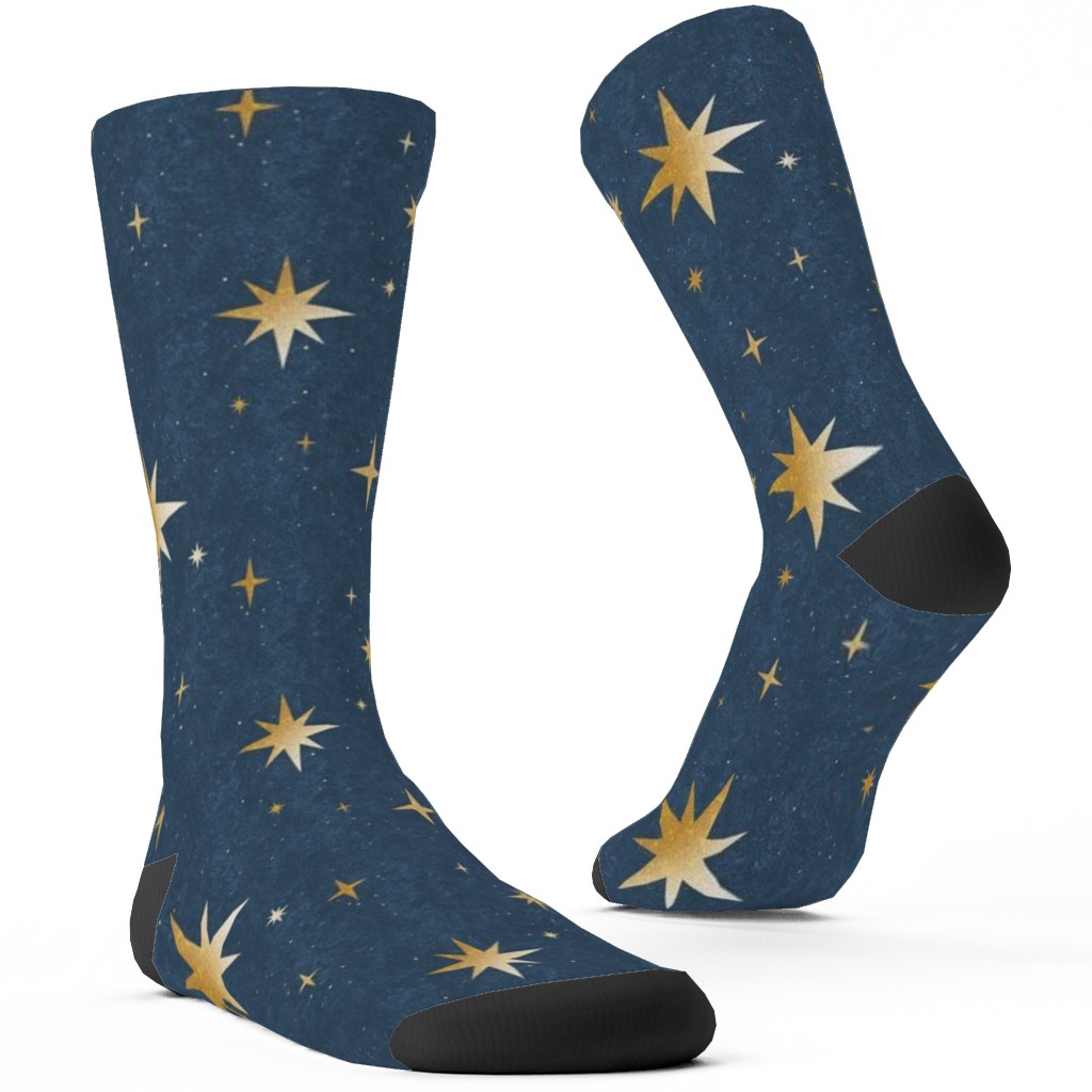 Art Deco Starbursts - Blue Custom Socks, Blue, True Blue