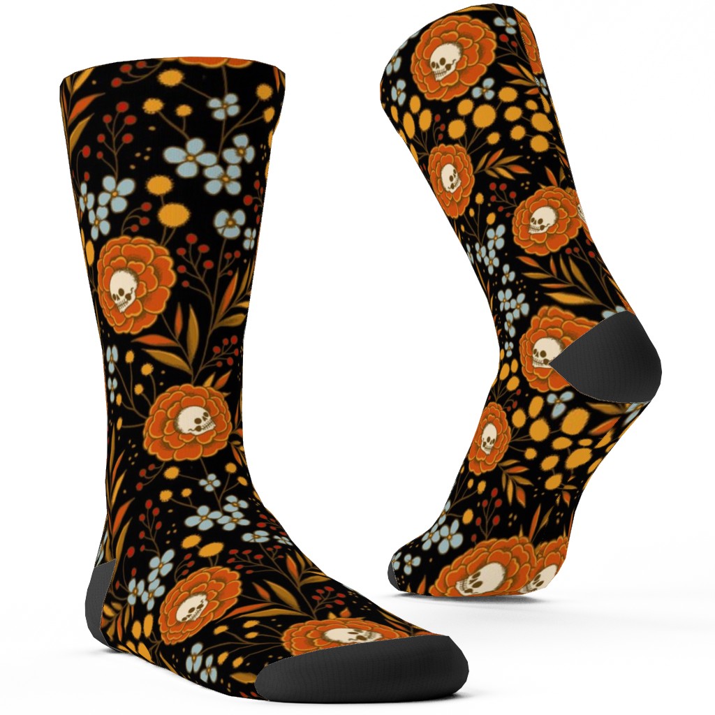 Halloween Floral - Multi Custom Socks, Multicolor