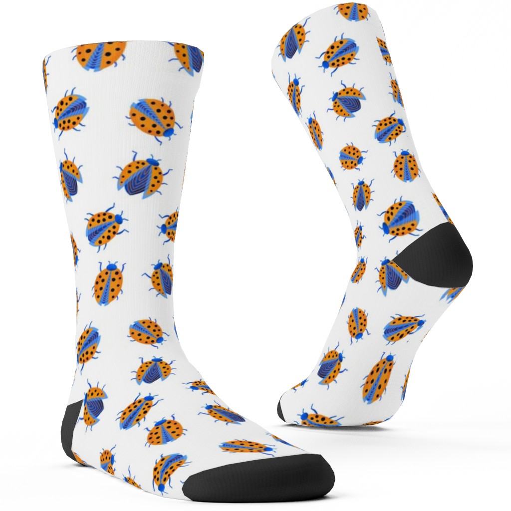 Classic Ladybugs Custom Socks, Beige, Tan