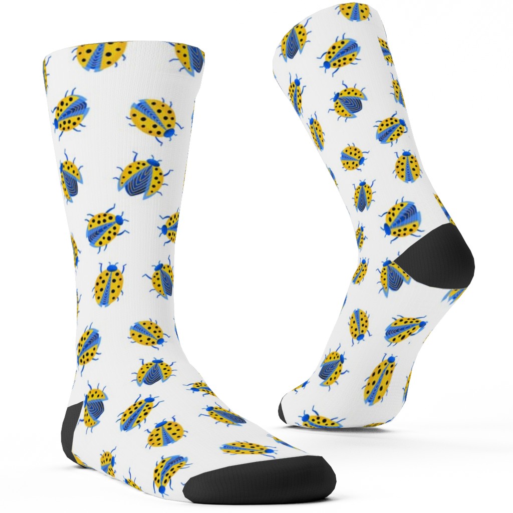 Classic Ladybugs Custom Socks, Yellow