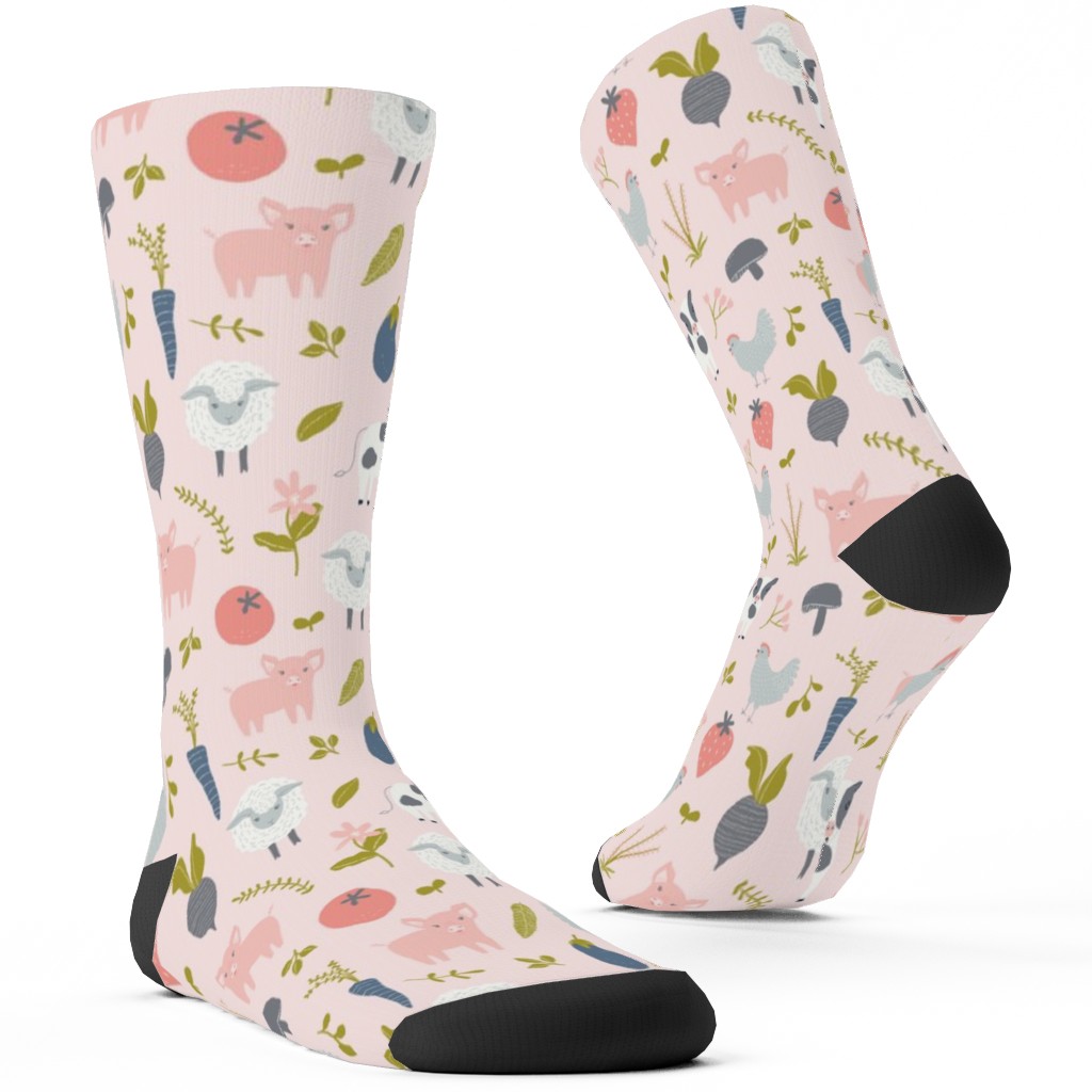 Farm Life - Pink Custom Socks, Pink
