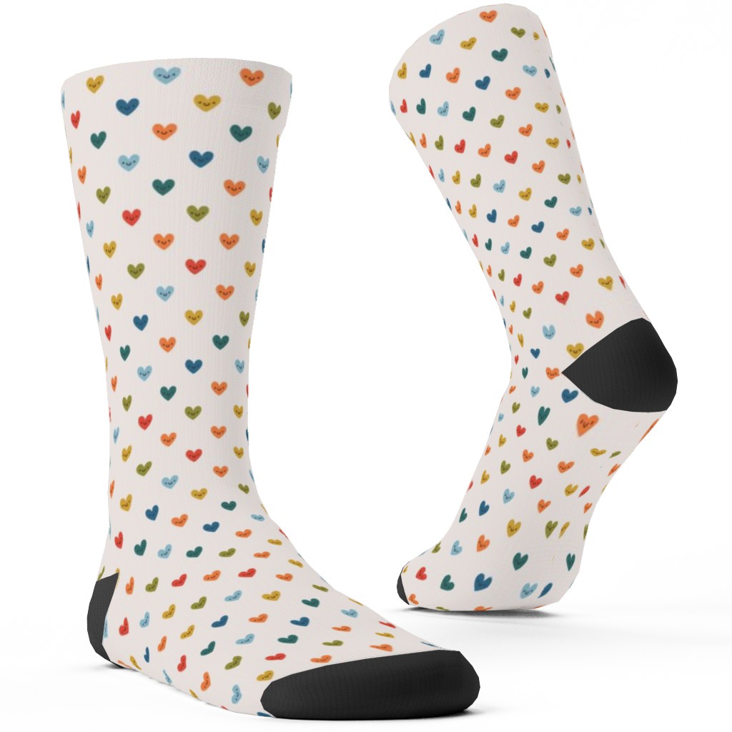 Cute Colored Hearts - Multi Custom Socks, Multicolor