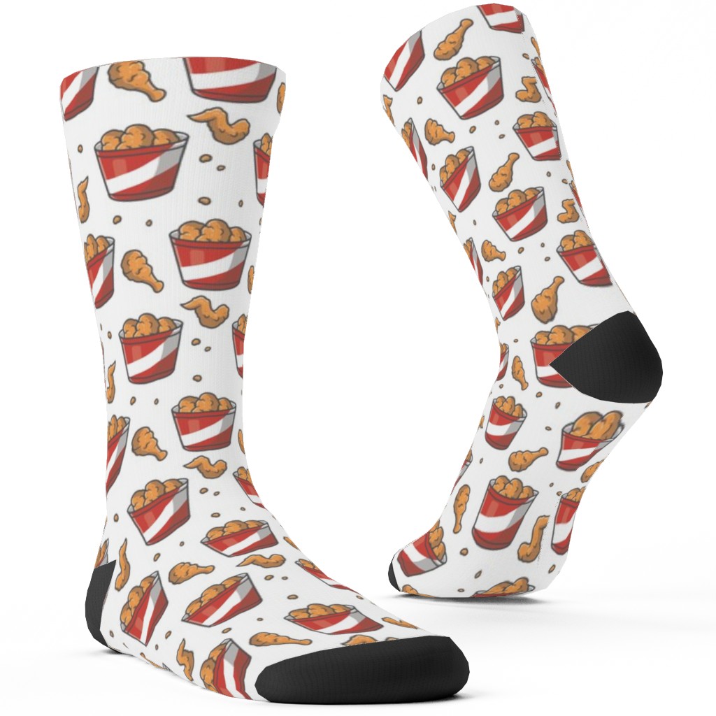 Fried Chicken Bucket Custom Socks, White