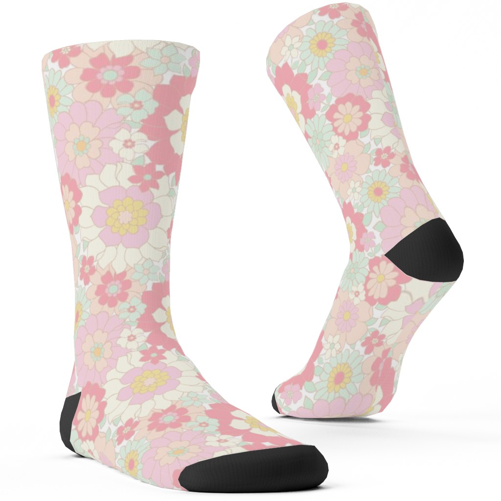 Avery Retro Floral Custom Socks, Multicolor, Orchid