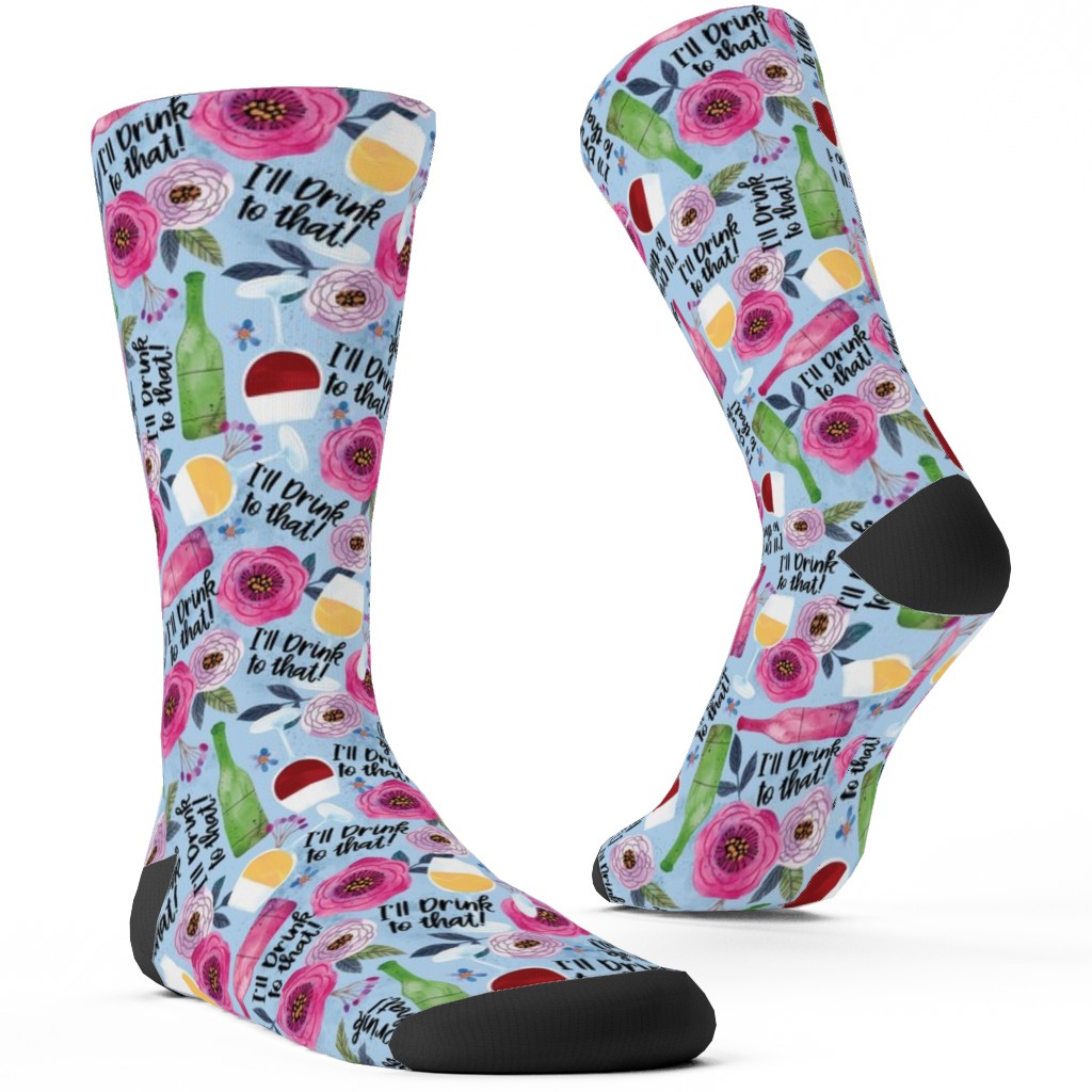 I'll Drink To That Custom Socks, Blue, True Blue