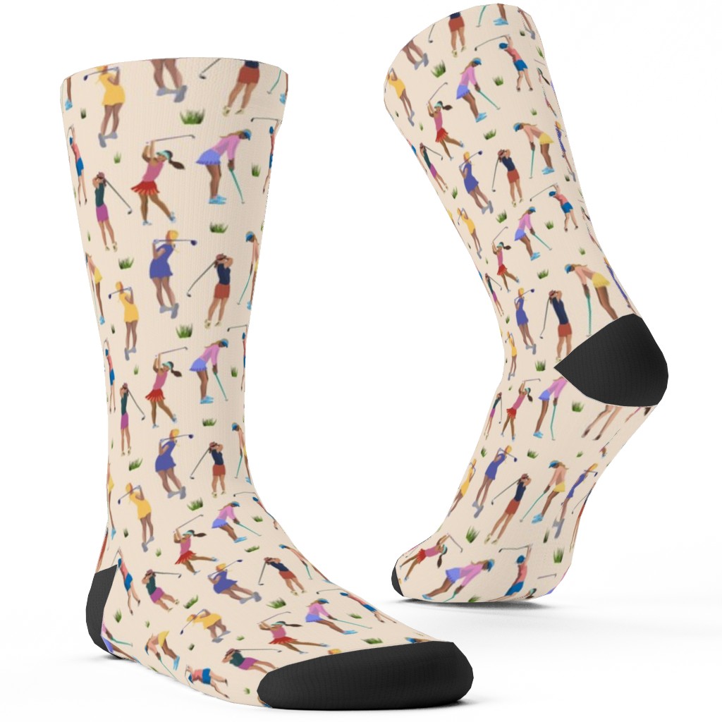 Golf Girls Custom Socks, Beige, Sand