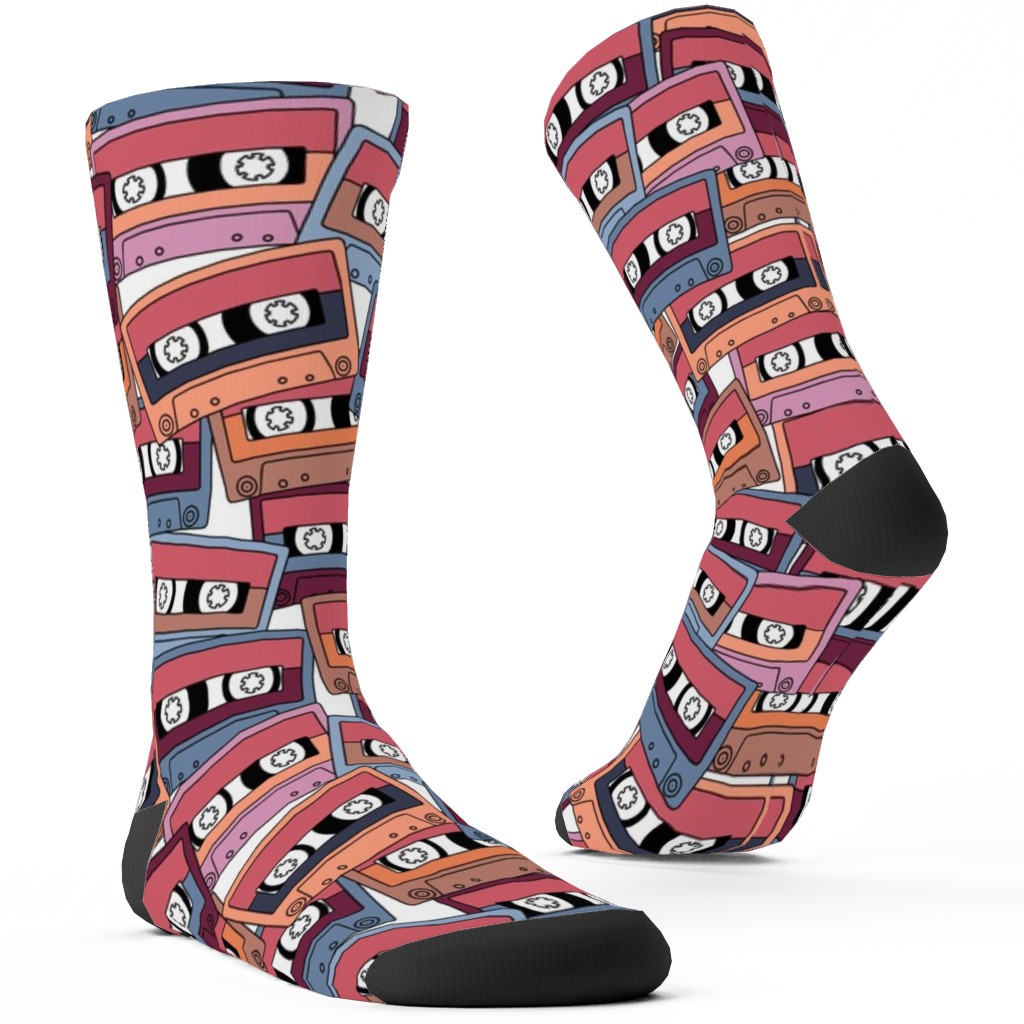 Retro Audio Tape Cassette Custom Socks, Multicolor