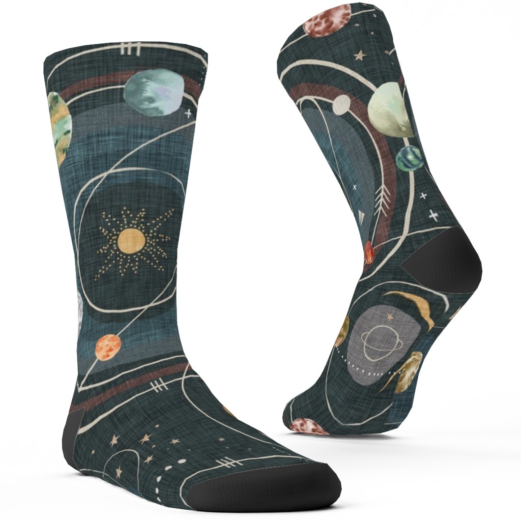 Space Map - Multicolor Custom Socks, Blue, True Blue