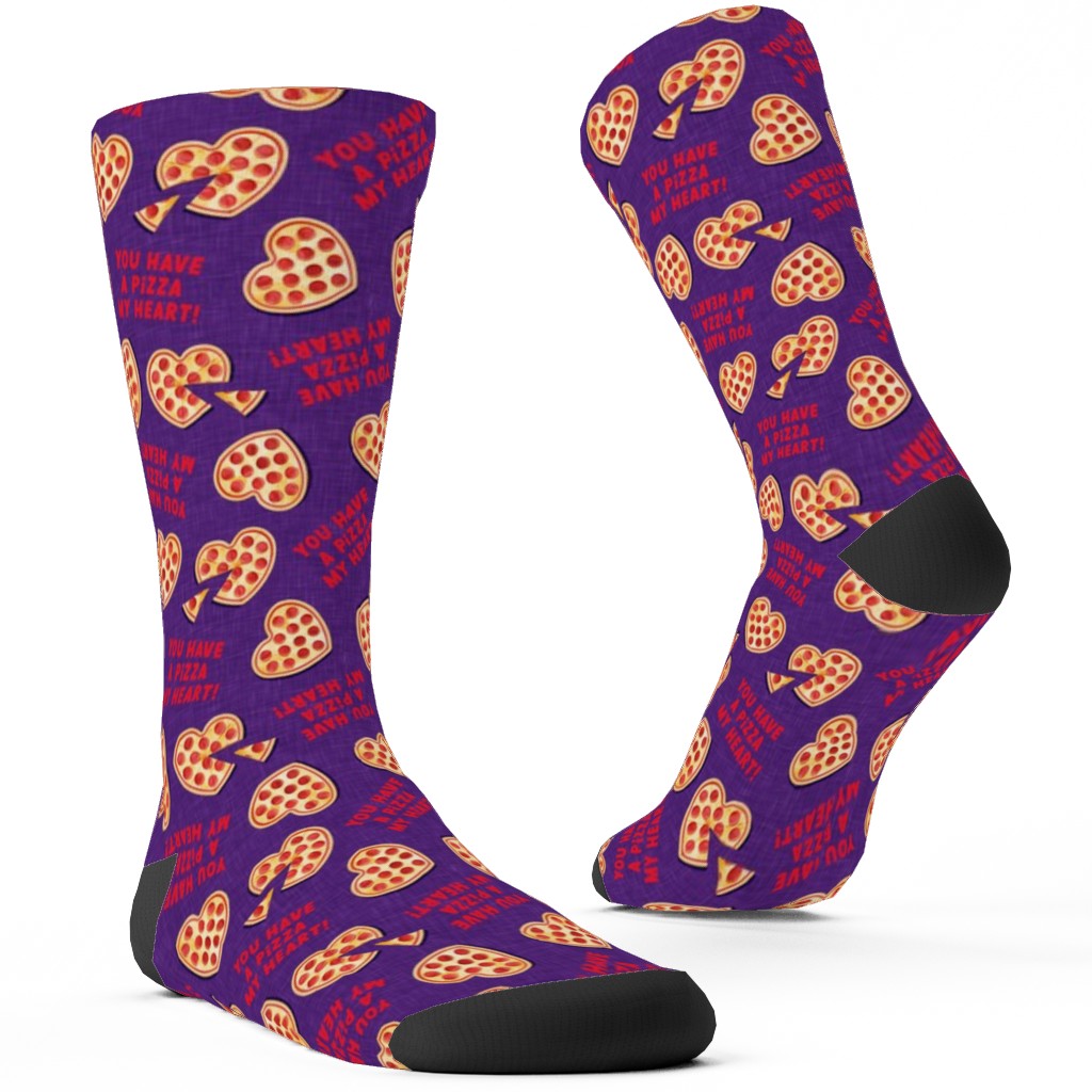 You Have a Pizza My Heart Custom Socks, Purple, Purple