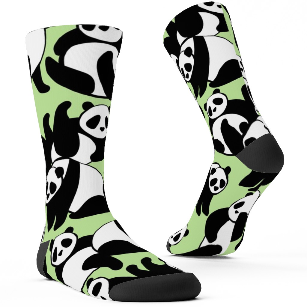 Retro Panda Playground Custom Socks, Green