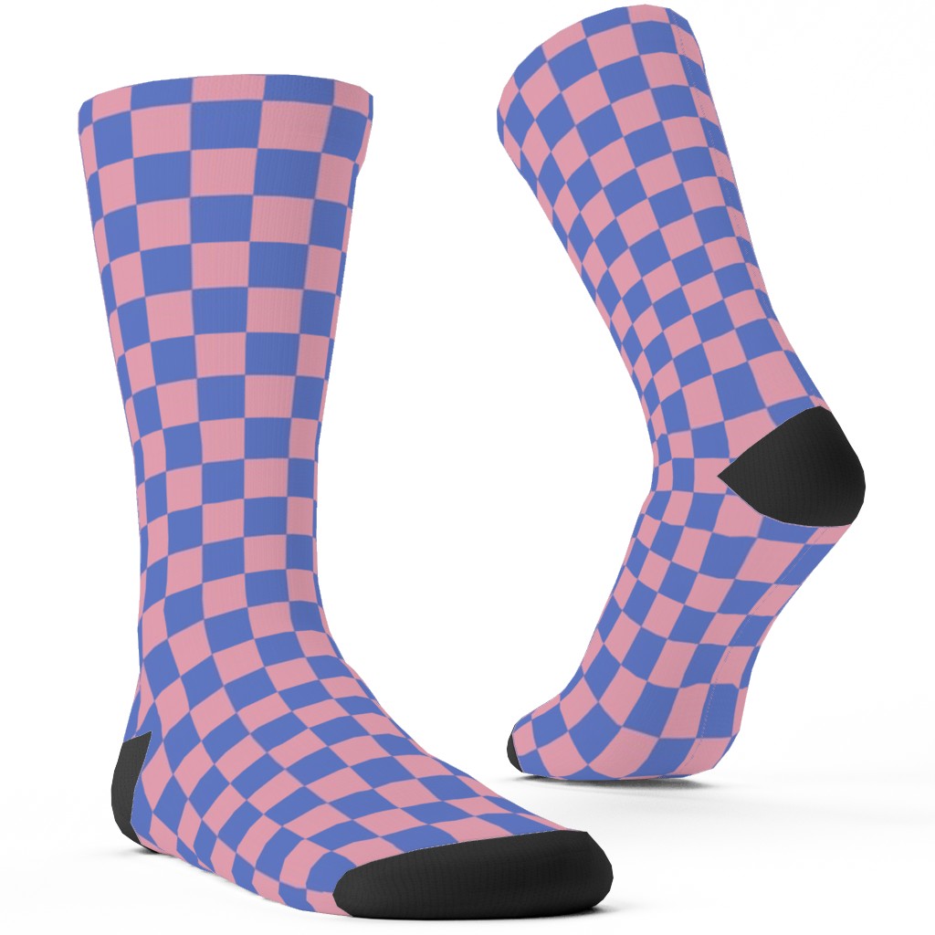 Fun Checkers - Pink and Purple Custom Socks, Pink