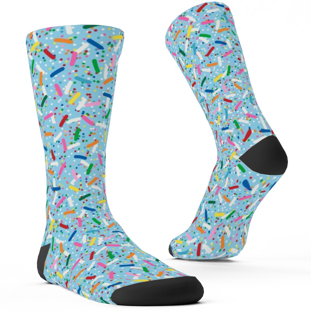 Rainbow Sprinkles Custom Socks, Blue, Ocean Mist