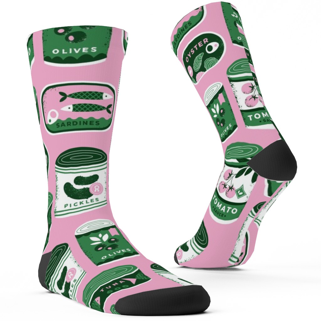 Canned Goods Custom Socks, Pink, Peony